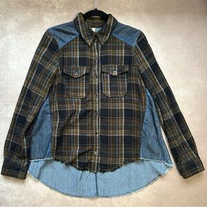 Plaid and Denim Women's Top